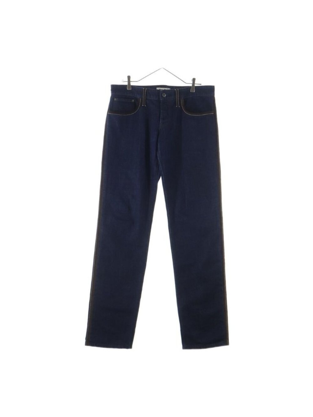 Miu Miu Back Logo Suede Cut Replacement Denim Pants Indigo